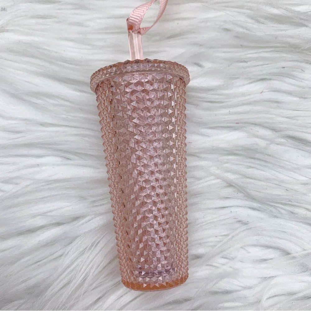 Starbucks Studded Ornament Keychain China 2022 Holiday Advent Bling Pastel Pink_4